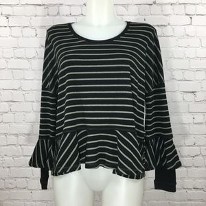 Free People Round About Tee with Peplum and Ruffle